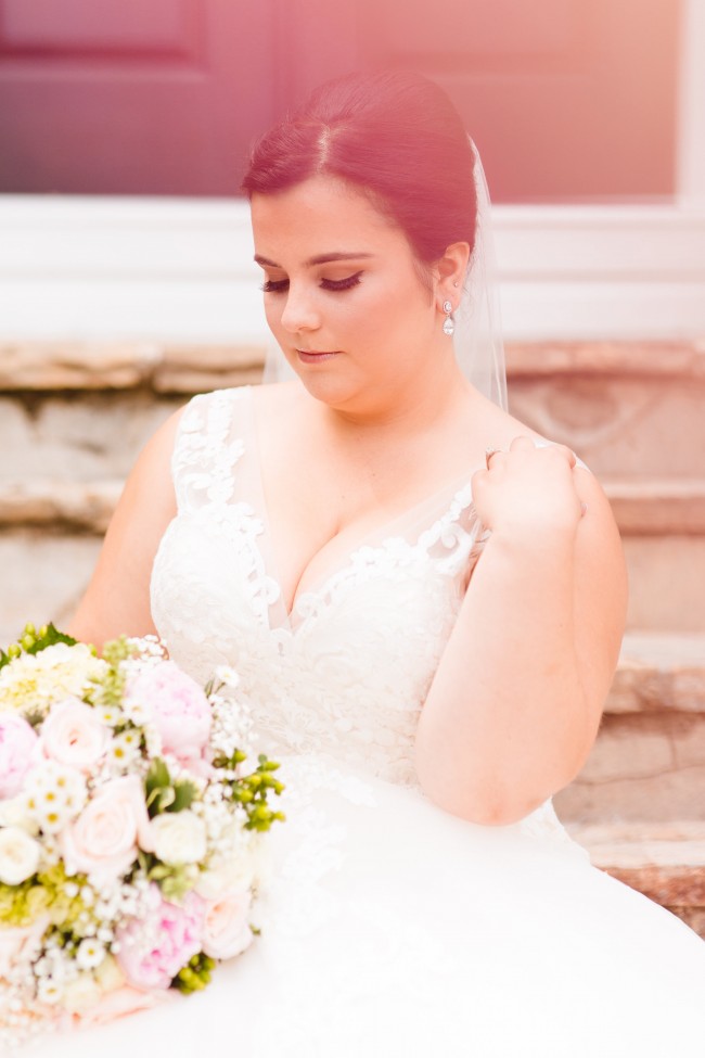 Romantic Eastern shore Maryland bayside wedding Custom and couture bridal jewelry Brooke Michelle Photography Celebrations by the Bay J'Adorn Designs Emerald cut engagement diamond ring Vintage halo wedding ring Bridal fashion Bridal couture  Blush and gold bridesmaids
