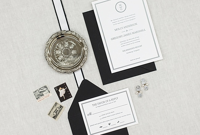 Classic-wedding-stationery-with-elegant-bridal-jewelry-by-Third-Clover-Paper-and-J'Adorn-Designs