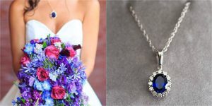 sapphire wedding jewelry inspiration, custom bridal necklace by J'Adorn Designs