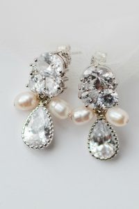 Cluster style sparkly statement earrings for sensitive ears by J'Adorn Designs bridal accessories