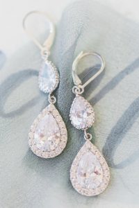 Silver Teardrop Bridal Statement Earrings for Sensitive Ears