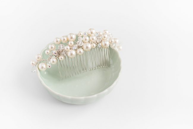 Crystal & Pearl Bridal Comb Custom Wedding Jewelry J'Adorn Designs