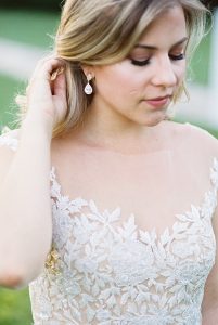 Crystal teardrop earrings by J'Adorn Designs custom jeweler, for ethereal romantic bridal style inspiration