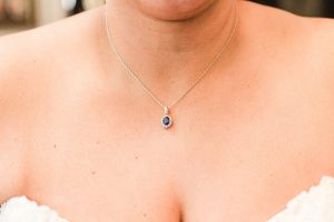 Something blue jewelry, custom sapphire bridal necklace, by Catonsville custom jeweler J'Adorn Designs