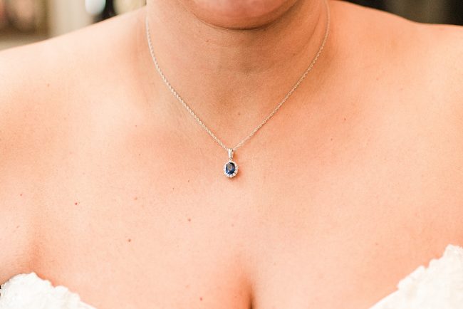 Something blue jewelry, custom sapphire bridal necklace, by Catonsville custom jeweler J'Adorn Designs