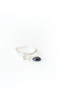 Custom sapphire heirloom ring, Infinity ring with family heirloom sapphire stone, custom jewelry design by J'Adorn Designs custom fine jeweler