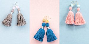 Small tassel earrings with gemstone accents, handcrafted locally made jewelry by J'Adorn Designs in Baltimore Maryland