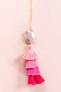 Graduation present ideas 2018, grad gifts for seniors, hot pink tassel necklace, made in Baltimore by J'Adorn Designs