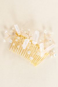 Raw crystal hair comb, handcrafted jewelry by Maryland jewelry artisan J'Adorn Designs featured at Baltimore Museum of Art