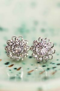 Sparkly stud earrings, sweater friendly earrings that won't snag, holiday party jewelry ideas, by J'Adorn Designs custom jeweler in Baltimore Maryland