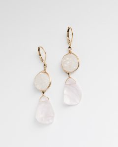 white druzy and rose quartz drop earrings jadorn designs custom jewelry