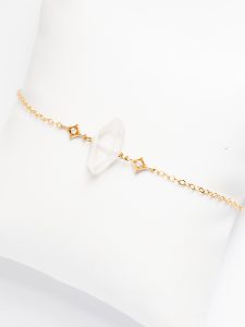 Alternative bridal bracelet with rough crystal spike and delicate gold chain, handcrafted bridal jewelry by J'Adorn Designs