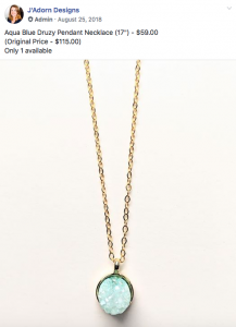 druzy necklace screen grab from 2018 sale jadorn designs custom jewelry