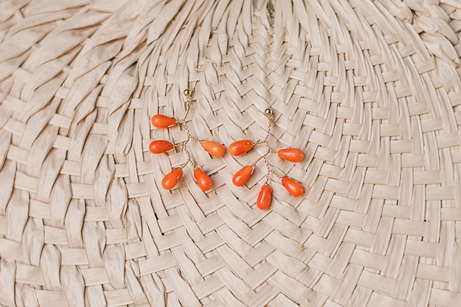 Coral branch earrings with gold posts for stretched earlobes or sensitive ears; handcrafted beachy jewelry by J'Adorn Designs in Rehoboth Beach Delaware