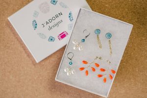 Coral branch earrings with gold posts for stretched earlobes or sensitive ears; handcrafted beachy jewelry by J'Adorn Designs in Rehoboth Beach Delaware