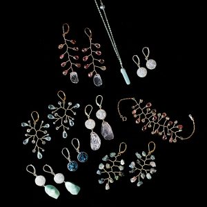 J'Adorn Designs handcrafted gemstone jewelry: A mini-collection now available at the Baltimore Museum of Art. Artisan jewelry made with freshwater pearls and gemstones including rose quartz, aquamarine, amazonite, tourmaline, druzy quartz, and watermelon tourmaline.