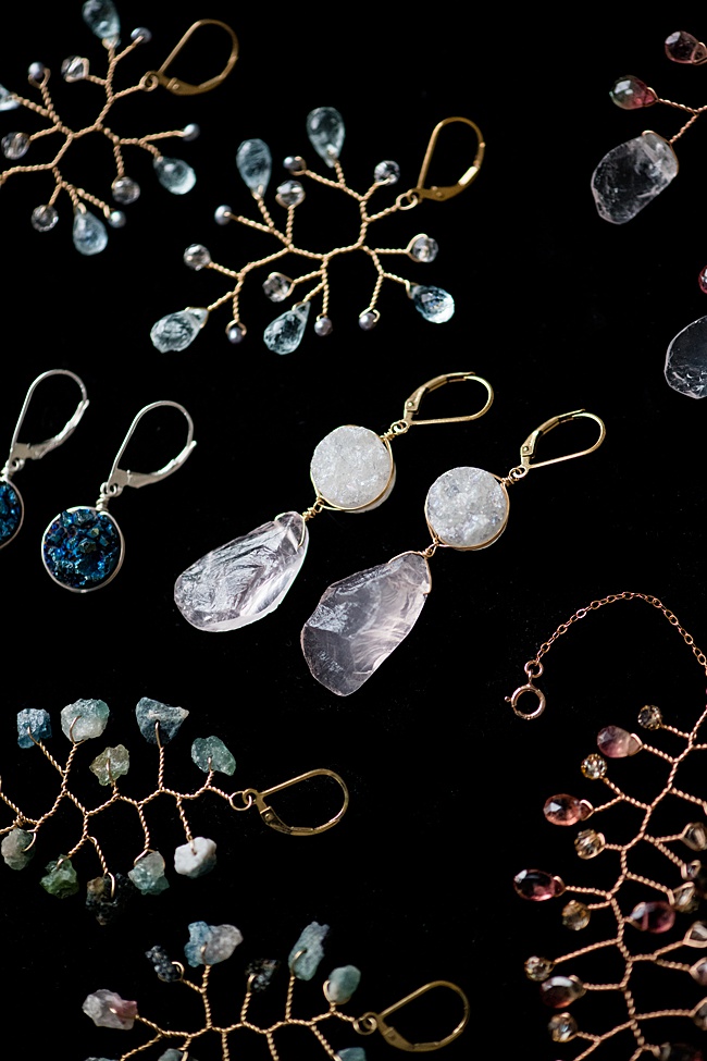 J'Adorn Designs handcrafted gemstone jewelry: A mini-collection now available at the Baltimore Museum of Art. Artisan jewelry made with freshwater pearls and gemstones including rose quartz, aquamarine, amazonite, tourmaline, druzy quartz, and watermelon tourmaline.