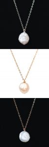 Freshwater coin pearl pendant necklace in silver, yellow gold, or rose gold, Most popular jewelry for 2020 by J'Adorn Designs