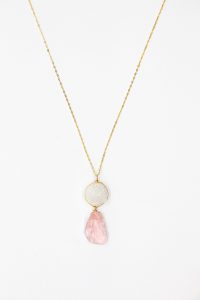 white druzy and rose quartz necklace jadorn designs custom jewelry
