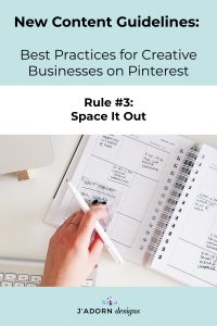 New 2020 Pinterest Guidelines: Space out your pins further than before, at least 7 days between repeated content. You can still pin the same content to multiple boards, just use fewer boards and spread out the intervals further!