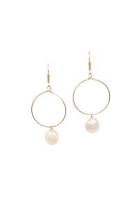 Gold hoop earrings with freshwater coin pearl drops. from Betsy's Mothers Day wishlist by J'Adorn Designs handcrafted jewelry