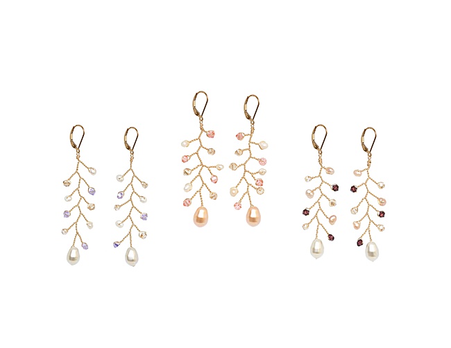 delicate bridal vine earrings in gold flat lay jadorn designs custom jewelry